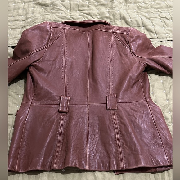 Michael Kors Women's Genuine Leather Moto button up Jacket Brown Size Med - Picture 12 of 16